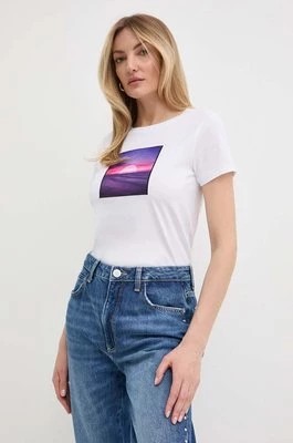 Zdjęcie produktu Armani Exchange t-shirt bawełniany damski kolor biały 3DYT65 YJ3RZ
