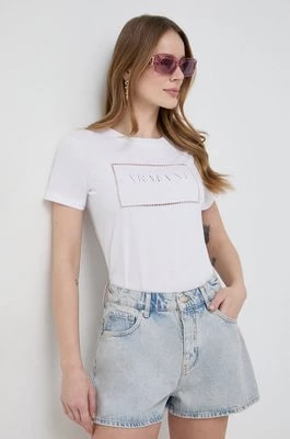 Zdjęcie produktu Armani Exchange t-shirt bawełniany damski kolor biały 3DYT59 YJ3RZ