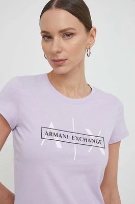 Zdjęcie produktu Armani Exchange t-shirt bawełniany damski kolor fioletowy 3DYT46 YJ3RZ