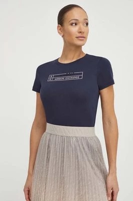 Zdjęcie produktu Armani Exchange t-shirt bawełniany damski kolor granatowy 3DYT01 YJ3RZ