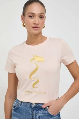 Zdjęcie produktu Armani Exchange t-shirt bawełniany damski kolor różowy 3DYT40 YJCNZ