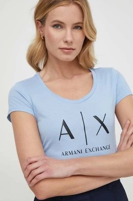 Zdjęcie produktu Armani Exchange t-shirt bawełniany damski kolor turkusowy 8NYT70 YJ16Z NOS