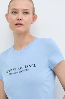 Zdjęcie produktu Armani Exchange t-shirt bawełniany damski kolor turkusowy 8NYTAB YJG3Z NOS