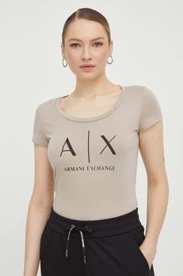 Zdjęcie produktu Armani Exchange t-shirt bawełniany kolor beżowy 8NYT70 YJ16Z NOS