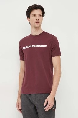 Zdjęcie produktu Armani Exchange t-shirt bawełniany kolor bordowy z aplikacją