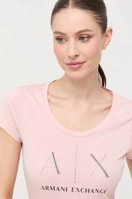 Zdjęcie produktu Armani Exchange t-shirt bawełniany kolor różowy