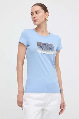 Zdjęcie produktu Armani Exchange t-shirt bawełniany kolor turkusowy 8NYTDL YJ73Z