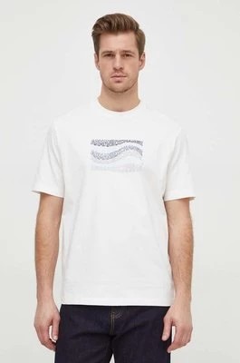 Zdjęcie produktu Armani Exchange t-shirt bawełniany męski kolor beżowy z nadrukiem 3DZTLE ZJ9JZ