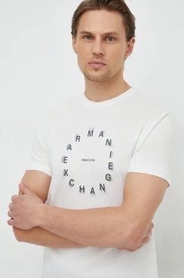 Zdjęcie produktu Armani Exchange t-shirt bawełniany męski kolor beżowy z nadrukiem 3DZTBJ ZJ9TZ