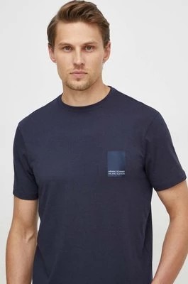 Zdjęcie produktu Armani Exchange t-shirt bawełniany męski kolor niebieski z aplikacją 3DZTHM ZJ8EZ