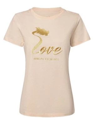 Zdjęcie produktu Armani Exchange T-shirt damski Kobiety Bawełna beżowy|pomarańczowy jednolity,
