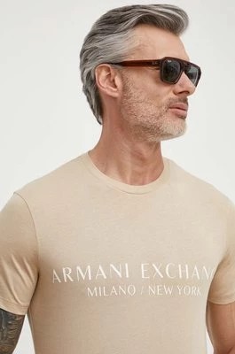 Zdjęcie produktu Armani Exchange t-shirt męski kolor beżowy z nadrukiem 8NZT72 Z8H4Z NOS