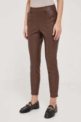 Zdjęcie produktu Artigli spodnie damskie kolor brązowy dopasowane high waist