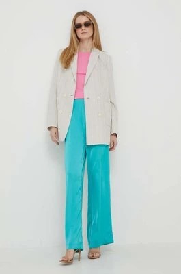 Zdjęcie produktu Artigli spodnie damskie kolor turkusowy szerokie high waist
