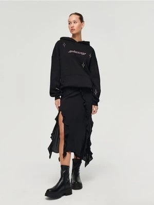 Zdjęcie produktu Asymetryczna spódnica midi z falbanami czarna House