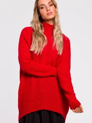 Zdjęcie produktu Asymetryczny sweter z półgolfem - czerwony Merg