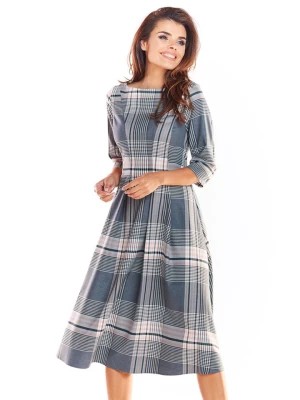 Zdjęcie produktu Awama Sukienka w kolorze szaro-kremowo-jasnoróżowym rozmiar: XL