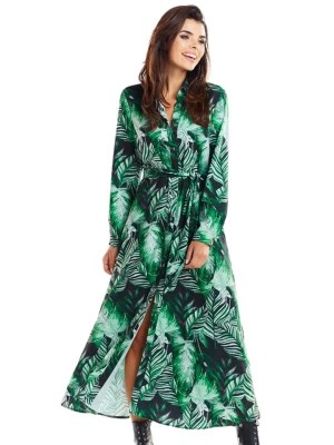 Zdjęcie produktu Awama Sukienka w kolorze zielonym ze wzorem rozmiar: M