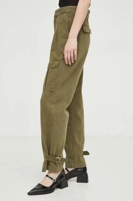 Zdjęcie produktu BA&SH spodnie bawełniane MAROON kolor zielony fason cargo high waist 1E24MARO