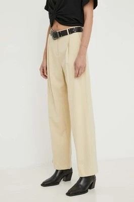 Zdjęcie produktu BA&SH spodnie GONA damskie kolor beżowy proste high waist 1E24GONA