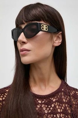 Zdjęcie produktu Balenciaga okulary przeciwsłoneczne damskie kolor czarny BB0324SK