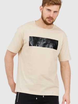 Zdjęcie produktu BALMAIN Beżowy t-shirt męski z aplikacją z logo