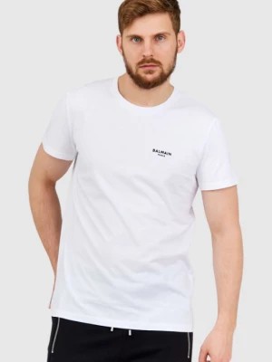 Zdjęcie produktu BALMAIN Biały t-shirt męski z małym aksamitnym logo