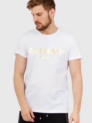 Zdjęcie produktu BALMAIN Biały t-shirt męski ze złotym logo