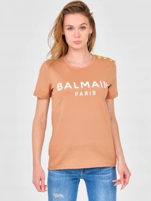 Zdjęcie produktu BALMAIN Brązowy damski t-shirt z guzikami