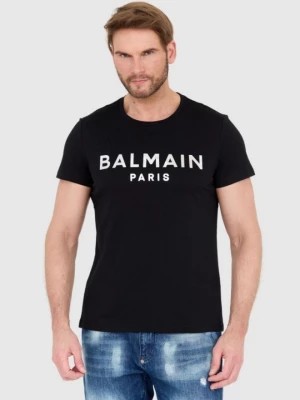 Zdjęcie produktu BALMAIN Czarny t-shirt męski ze srebrnym logo