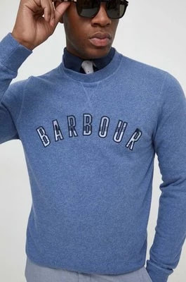 Zdjęcie produktu Barbour bluza bawełniana męska kolor niebieski z aplikacją