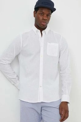 Zdjęcie produktu Barbour koszula lniana kolor biały slim z kołnierzykiem button-down