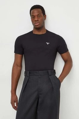 Zdjęcie produktu Barbour t-shirt bawełniany kolor czarny gładki