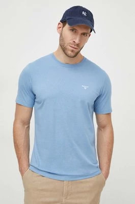 Zdjęcie produktu Barbour t-shirt bawełniany kolor niebieski gładki