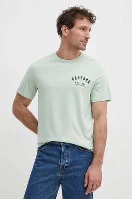 Zdjęcie produktu Barbour t-shirt bawełniany męski kolor zielony z nadrukiem