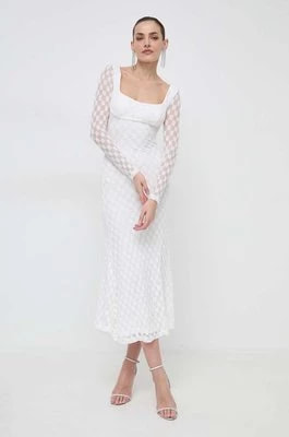Zdjęcie produktu Bardot sukienka kolor beżowy maxi rozkloszowana