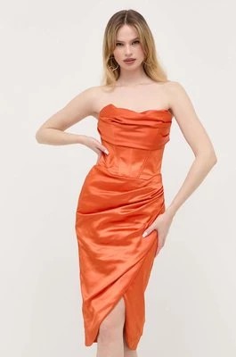 Zdjęcie produktu Bardot sukienka kolor pomarańczowy midi prosta