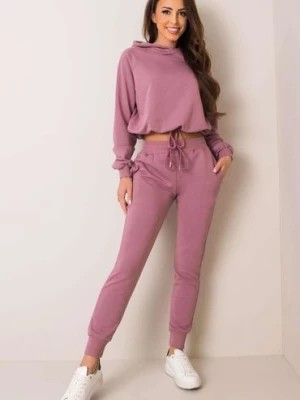 Zdjęcie produktu BASIC Komplet dresowy damski - bluza z kapturem i spodnie - różowe BASIC FEEL GOOD
