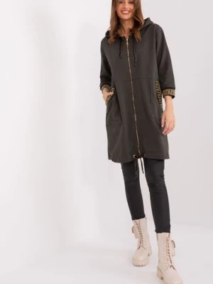 Zdjęcie produktu Bawełniana długa bluza damska ciemny khaki