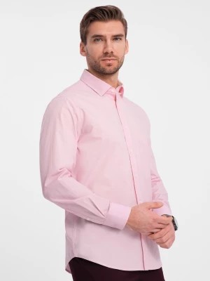 Zdjęcie produktu Bawełniana klasyczna koszula REGULAR - jasnoróżowa V2 OM-SHOS-0154
 -                                    L
