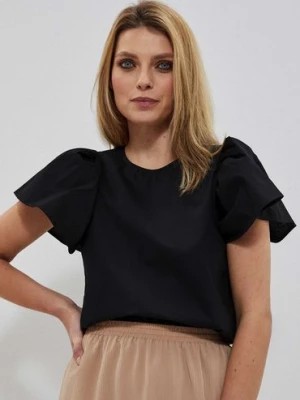 Zdjęcie produktu Bawełniana koszula damska nierozpinana z krótkim rękawem czarna Moodo