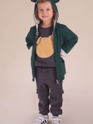 Zdjęcie produktu Bawełniana kurtka chłopięca dwustronna zielona/beżowa z motywem leśnym Nicol