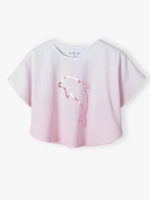 Zdjęcie produktu Bawełniana letnia koszulka dla dziewczynki z delfinem 5.10.15.