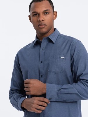 Zdjęcie produktu Bawełniana męska koszula z kieszenią REGULAR FIT - niebieska V3 OM-SHCS-0147
 -                                    L