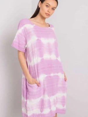 Zdjęcie produktu Bawełniana sukienka damska z kieszeniami - różowa Italy Moda