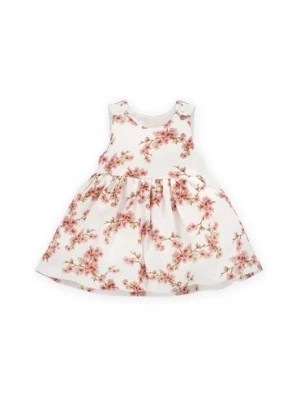 Zdjęcie produktu Bawełniana sukienka niemowlęca w kwiaty ecru Pinokio