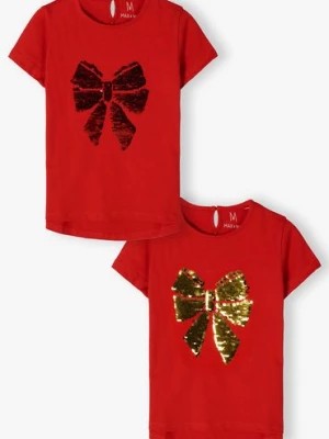 Zdjęcie produktu Bawełniana świąteczna koszulka dla dziewczynki z cekinową aplikacją Max & Mia by 5.10.15.