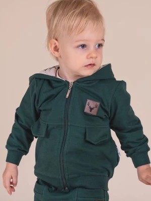 Zdjęcie produktu Bawełniana zielona bluza niemowlęca chłopięca z kapturem Nicol