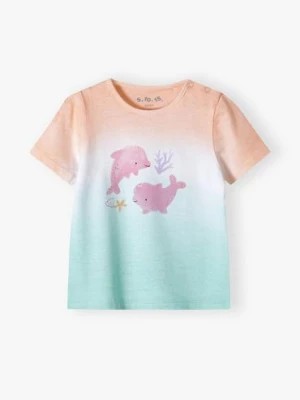 Zdjęcie produktu Bawełniany kolorowy t-shirt niemowlęcy z delfinami 5.10.15.