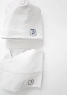 Zdjęcie produktu Bawełniany komplet czapka i komin Biały